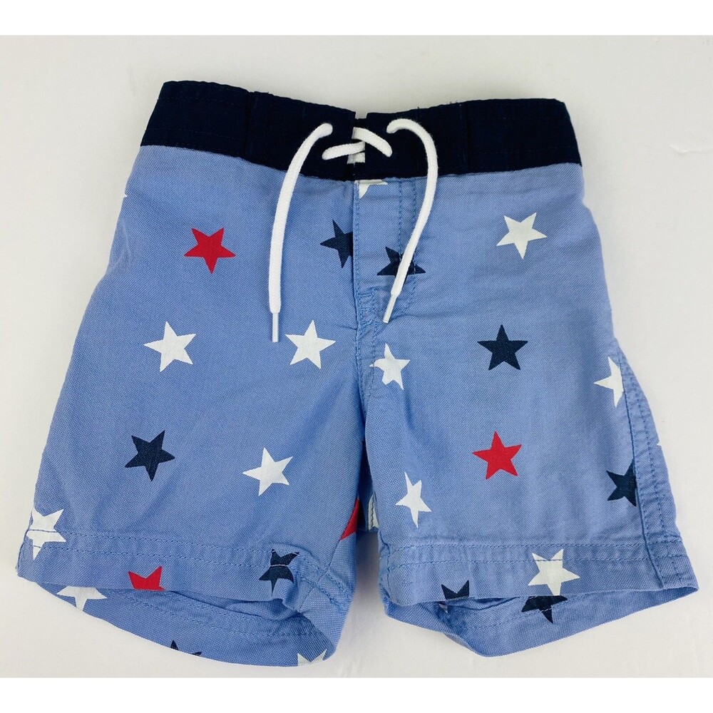 Janie And Jack Baby Boy Swim Trunks 3-6 Months Toddler Blue & Stars Patriotic